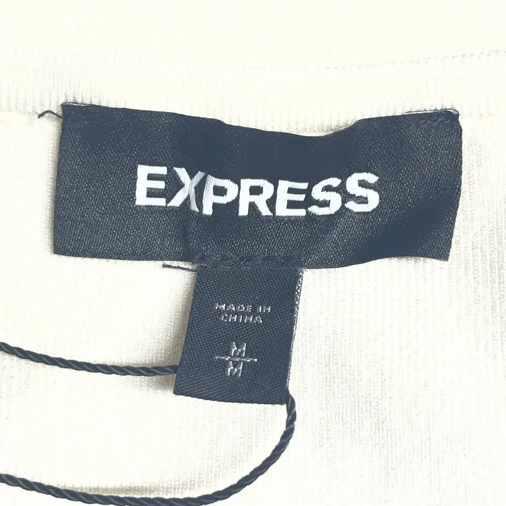 NWT Express Womens M Cream Tank Top Fit/Flare Knit Sweater Dress Midi Versatile